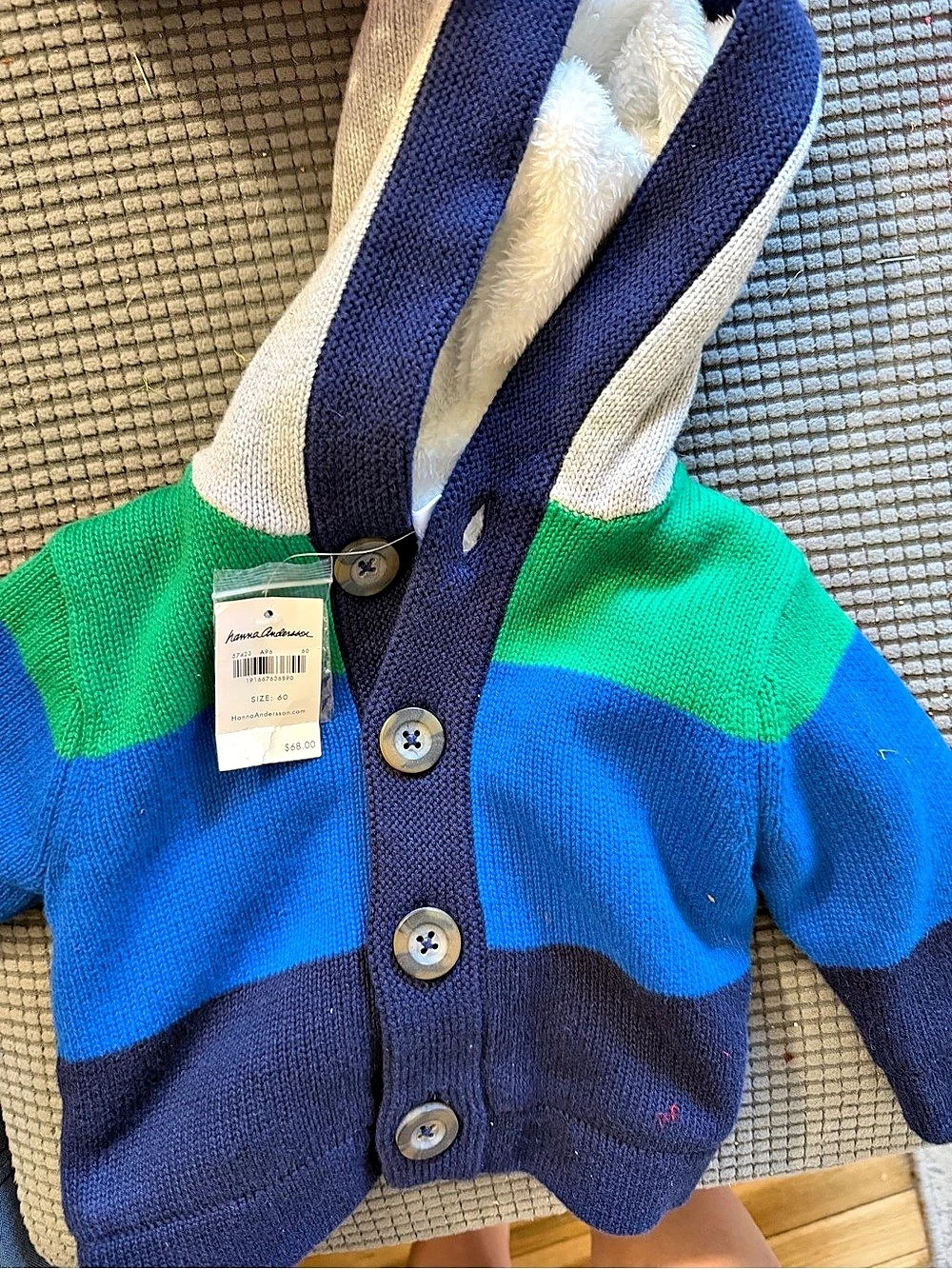 Hanna Andersson Colorblock Sherpa-Lined Button Hoodie Jacket Baby 6M